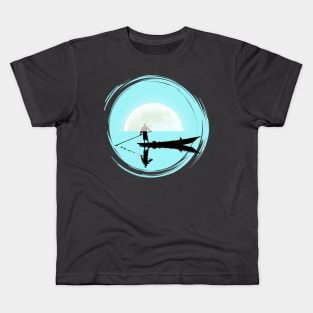 Zen boater in the open sea Kids T-Shirt